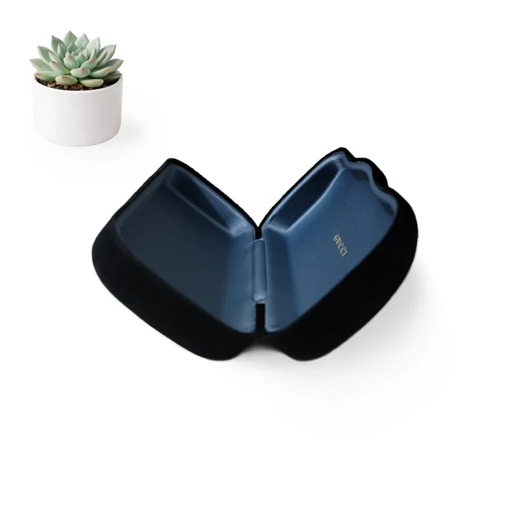 Gucci Black Hard Shell Eyeglasses Case with Blue Interior
